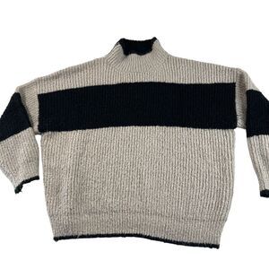 Boehme Beige Black Size‎ M Colorblock Chunky Knit Sweater Wool Blend Women's